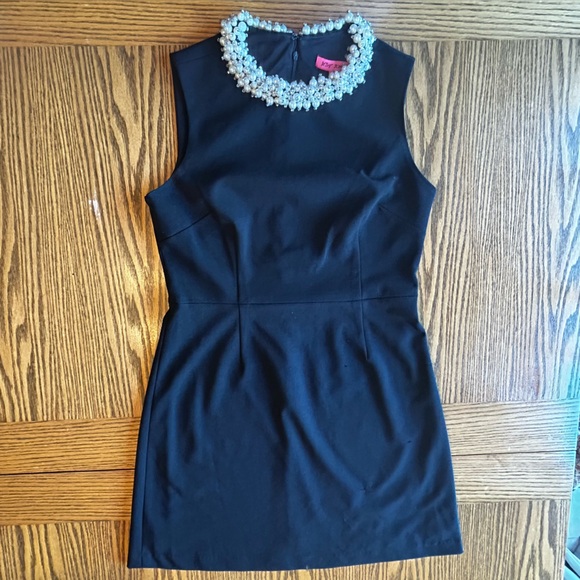 Betsey Johnson Dresses & Skirts - Betsey Johnson Black Sleeveless Mini Dress Pearl Beaded Embellishments Size 10